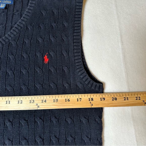 Ralph Lauren Polo Sweater Vest Boys XL (18/20) Navy Blue Cable Knit Pullover - Picture 2 of 7
